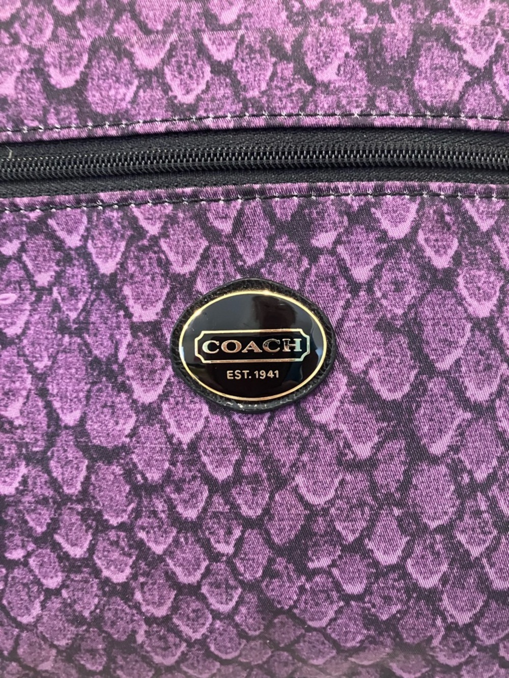 COACH Purple Reptile Print File Bag - Picture 3 of 7